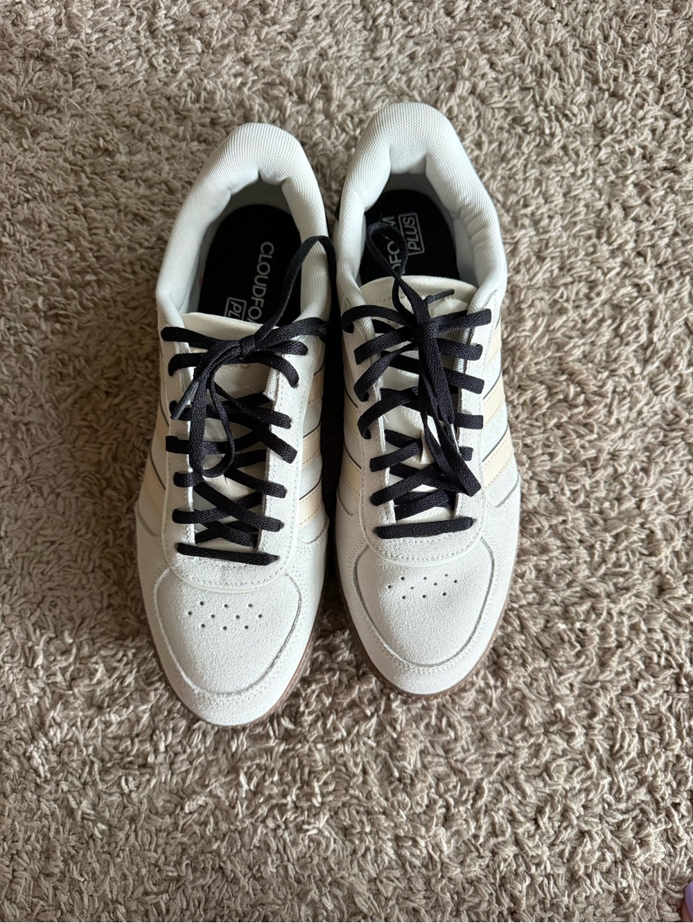 adidas White Sneakers with Black Laces - Women